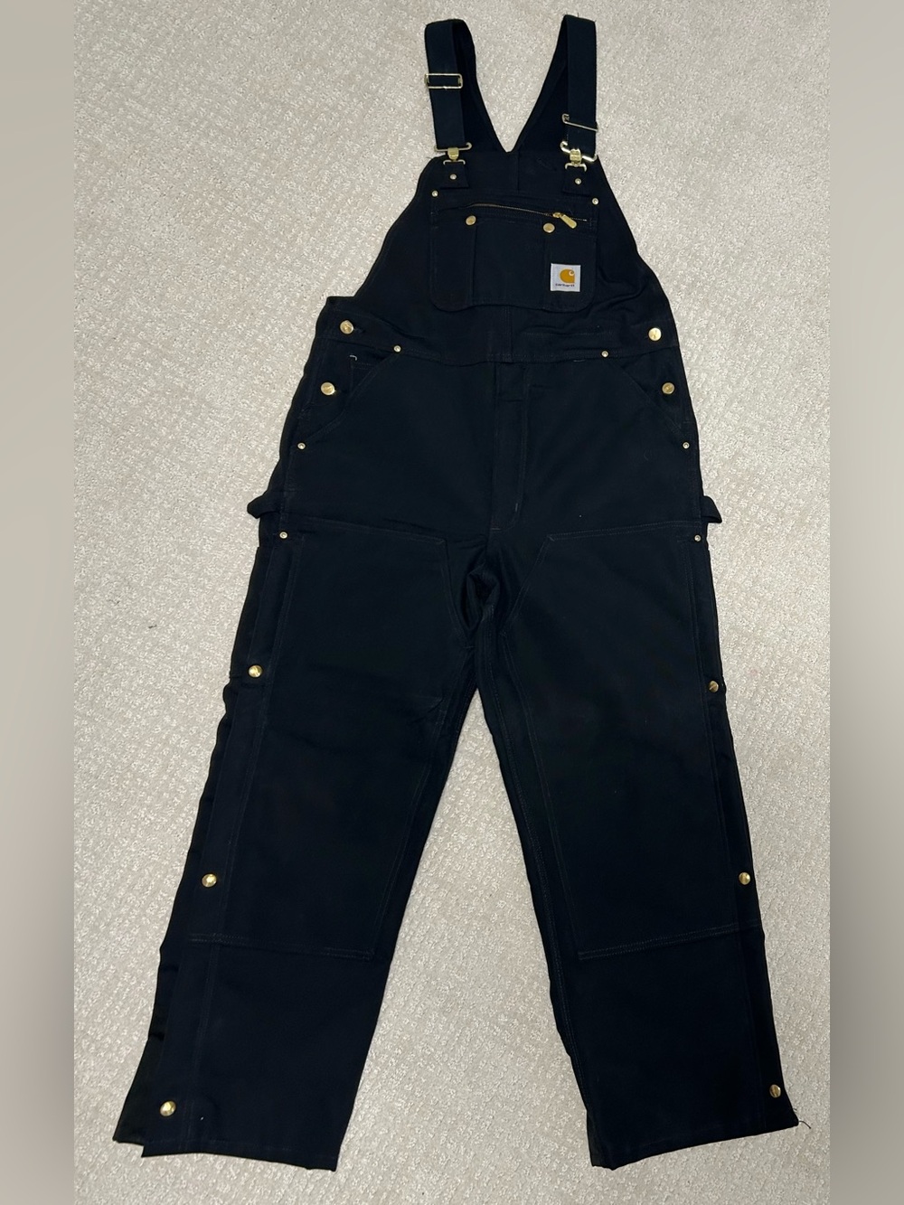 Carhartt R41 BLK Quilt-Lined Duck Bib Overalls 38x30
